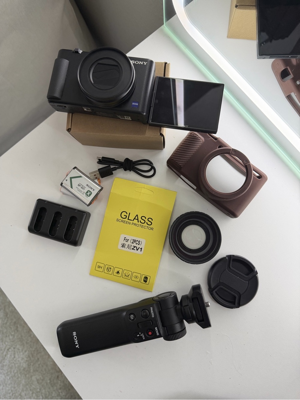 Sony ZV-1 Compact Vlogging Camera Bundle - Black with Brown Case